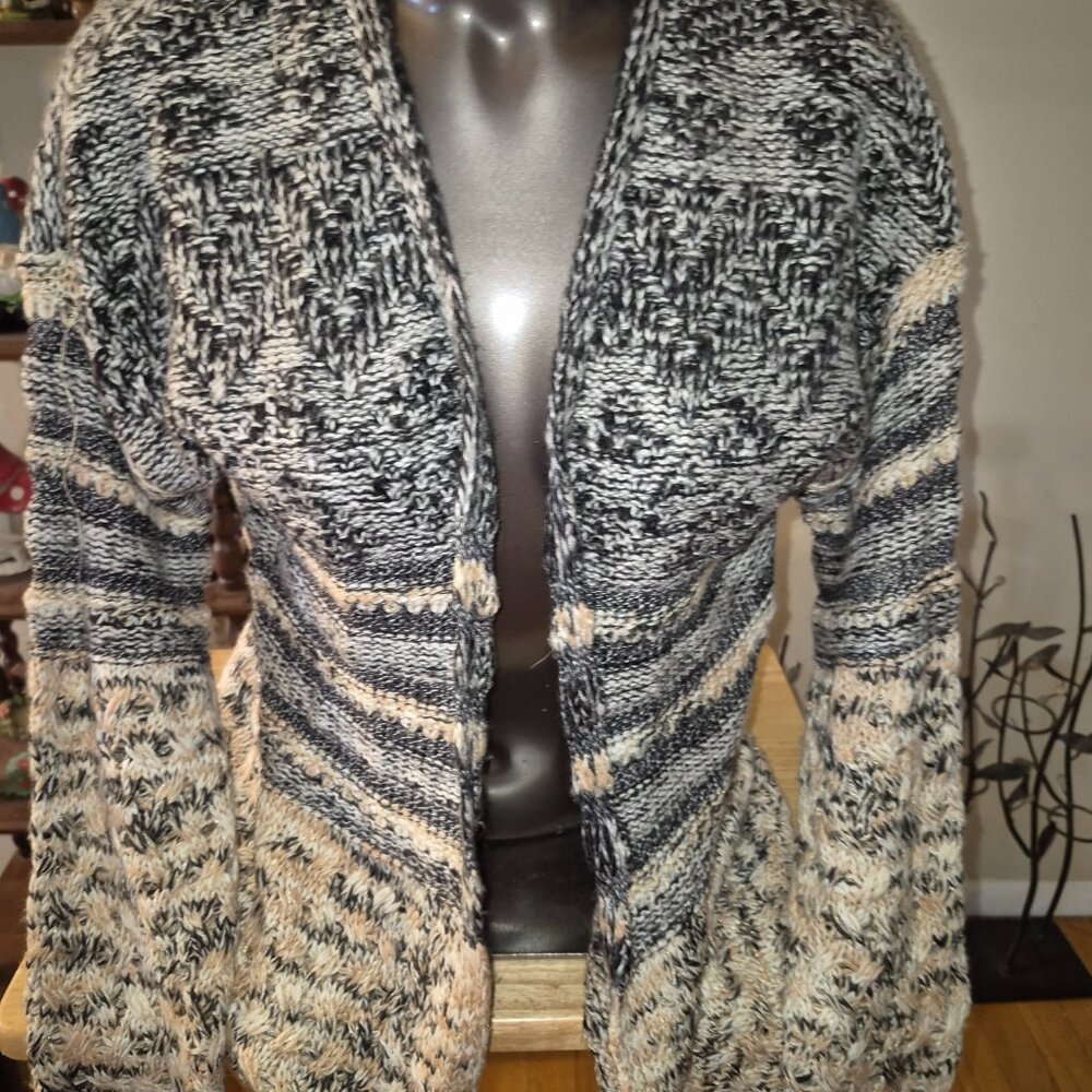 Maurices Women's Blue Gray Peach Open Front Knit Cardigan Size Small